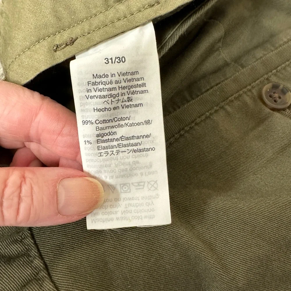 J. crew flex slim straight trousers pants army green W31 L 32